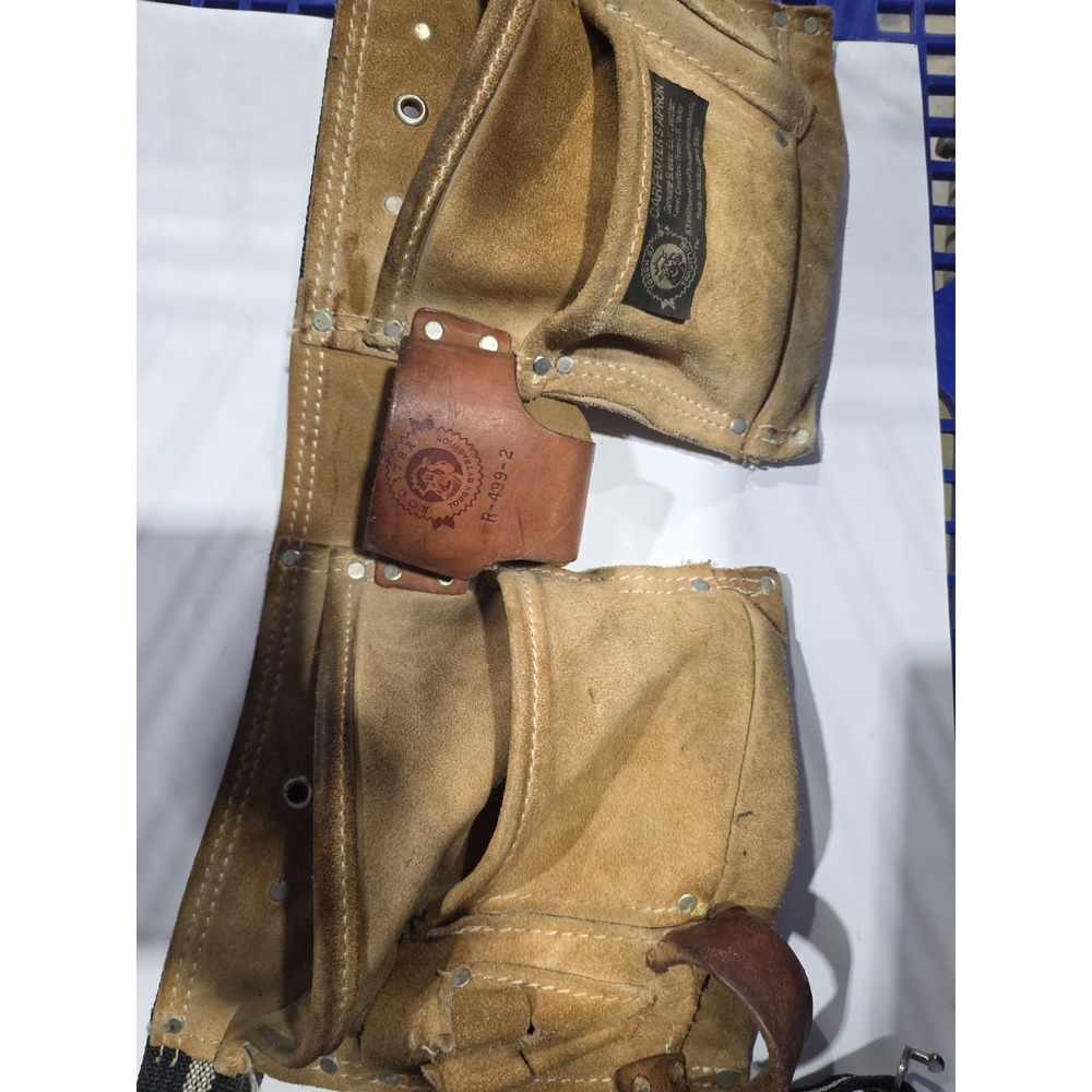 ROOSTER Suede Leather TOOL BELT Carpenters Apron Waist R 499-2 Tan Vintage